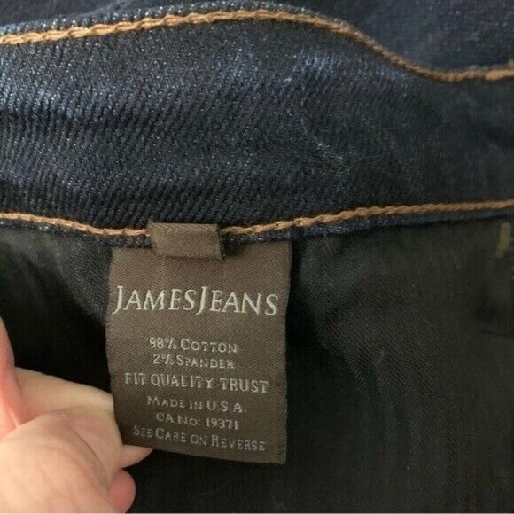 James Jeans Dark Wash Distressed Denim Cropped Jeans Plus Size 20 Made In USA - Picture 7 of 7